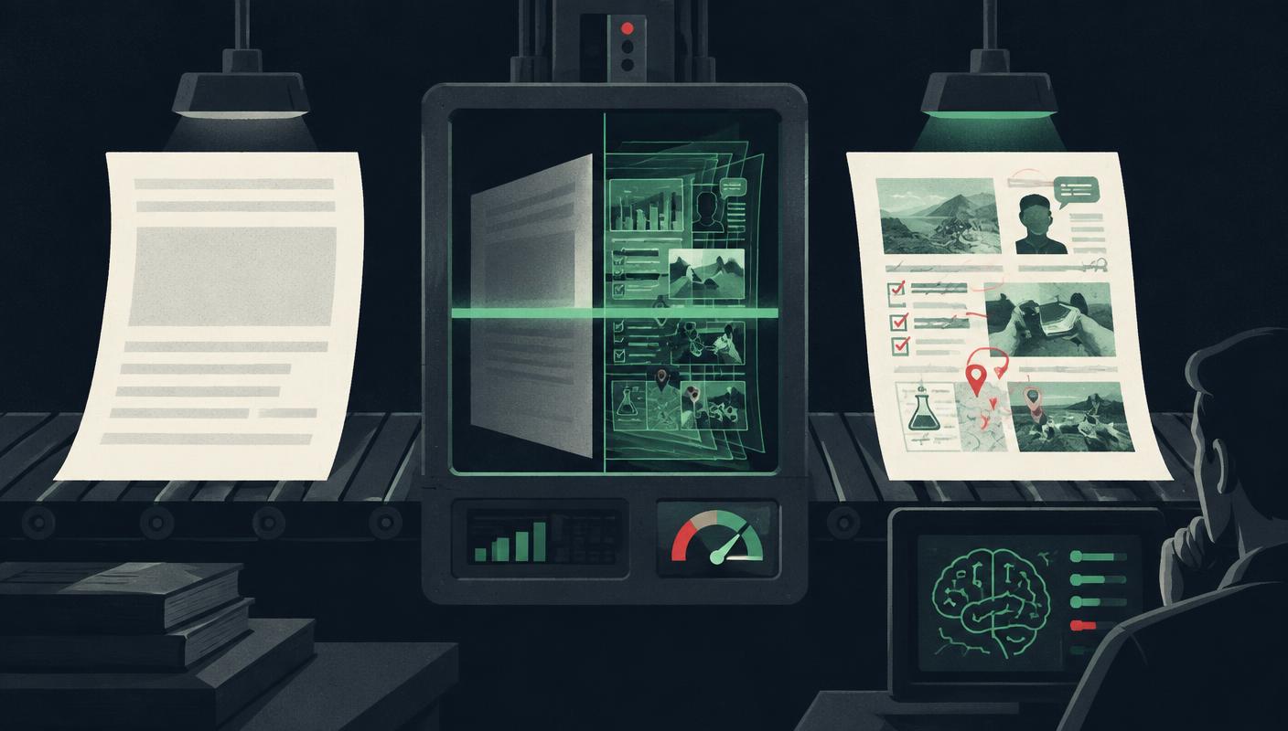 A machine compares a generic article with a page containing original research, data and first-hand evidence
